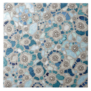 Azure Petal Harmony Ceramic Tile