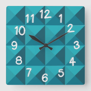 Azure Pyramids Square Wall Clock