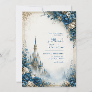 Azure Rose Mist Castle Wedding Invitation