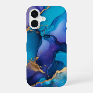 Azure Royale Luxury Sapphire Teal Marble iPhone 16 Case