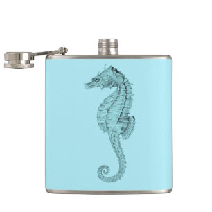 Azure Seahorse Hip Flask