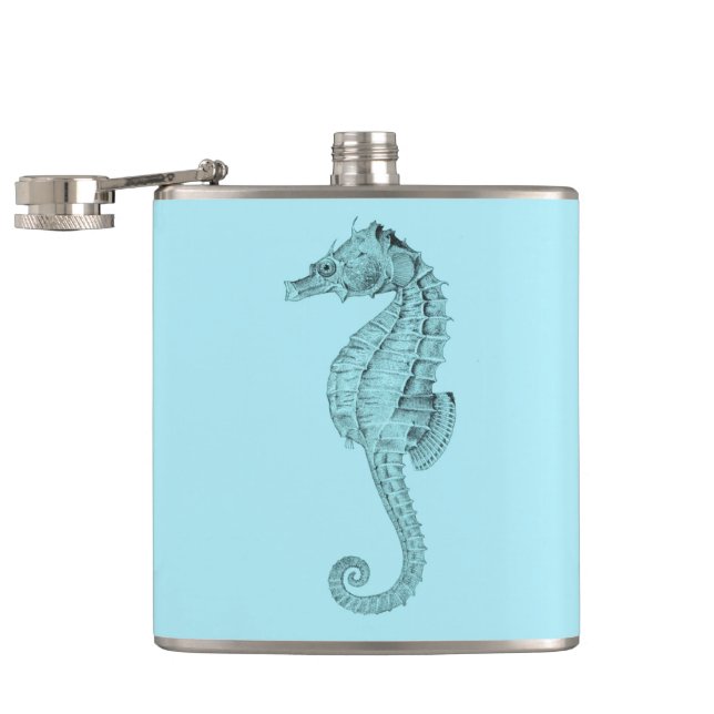 Azure Seahorse Hip Flask (Opened)
