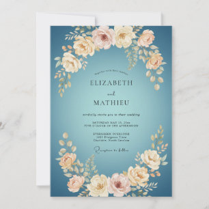 Azure Soft Cream Peony Wedding Invitation