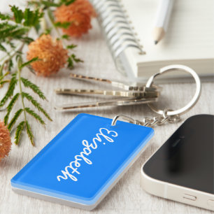 Azure Solid Colour Customize It Keychain