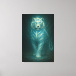Azure Spirit White Tiger – High-End Fantasy Art Canvas Print