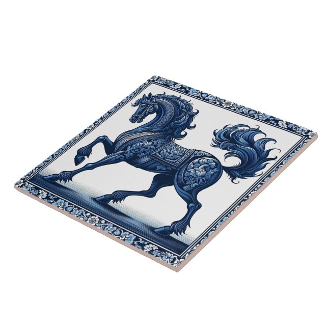 Azure Stallion:  Botanical Grace  Tile (Side)