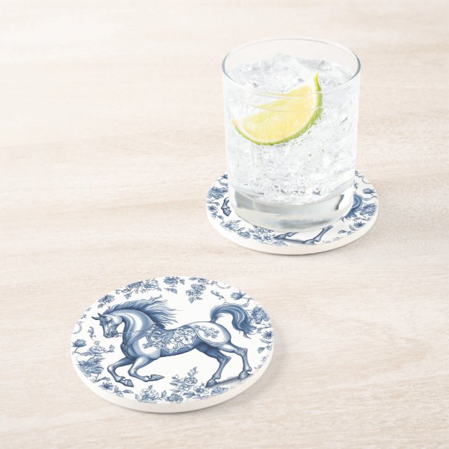 Azure Steed: Floral Grace  Coaster (Side)
