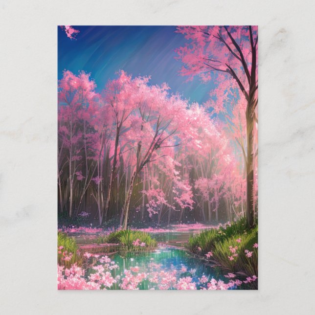 Azure Stream amidst a Picturesque Forest Postcard (Front)