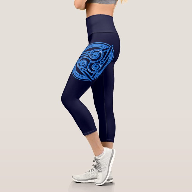 Azure Symphony: The Electric Triad Capri Leggings (Left)