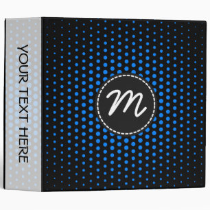 Azure Techno Dots Modern Black Monogram Binder