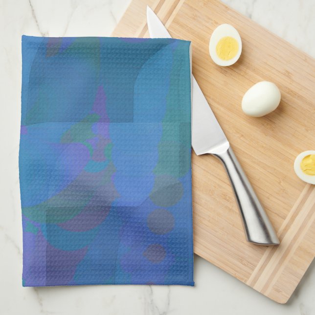 Azure Tides – Oceanic Abstract Geometry Kitchen Towel (Quarter Fold)