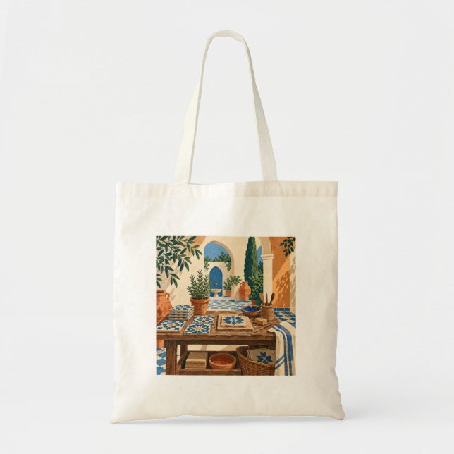 Azure Tilemaker Courtyard Canvas Tote Bag (Front)
