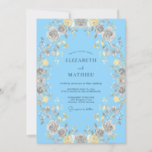 Azure Timeless Rose Wedding Invitation