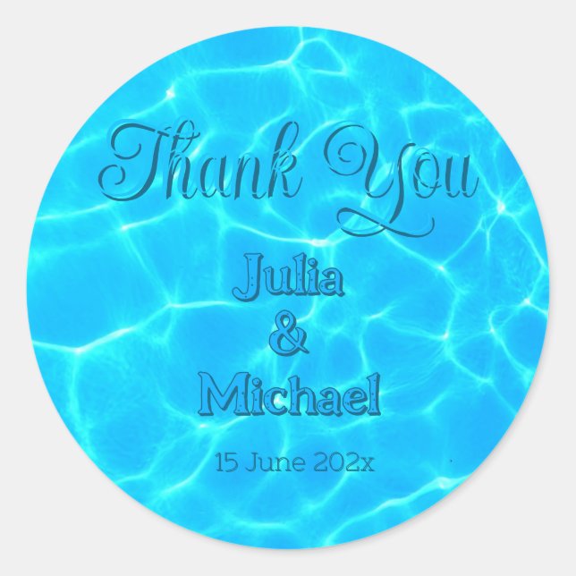 Azure Turquoise Bleu Water Reflection Minimalism Classic Round Sticker (Front)