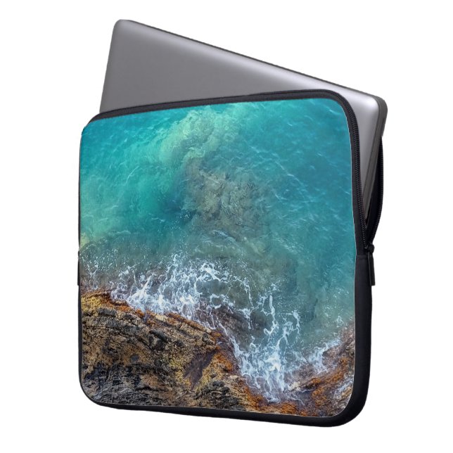Azure waves laptop sleeve (Front Left)