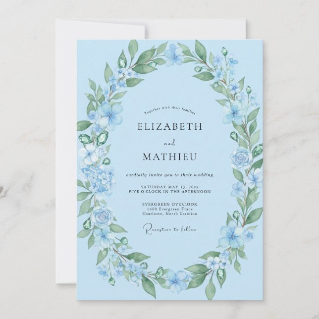 Azure Wildflower Wedding Invitation (Front)