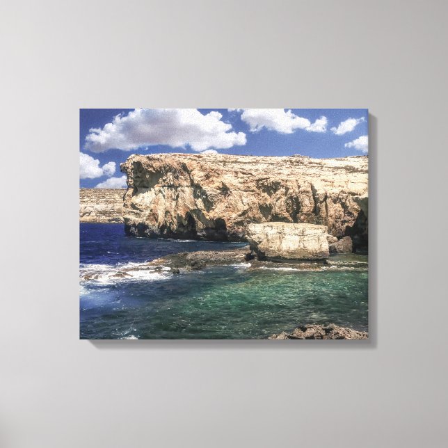 Azure Window Attraction In Gozo Island Canvas Print (Front)
