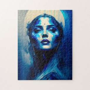Azure Witch Fantasy Art Jigsaw Puzzle