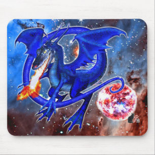 Azurite Cosmic Dragon Mouse Pad