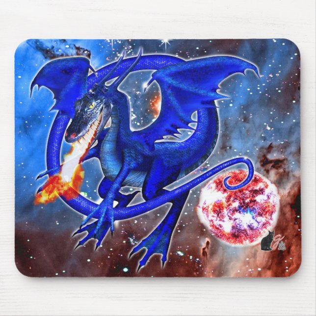 Azurite Cosmic Dragon Mouse Pad (Front)