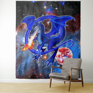 Azurite Cosmic Dragon  Tapestry