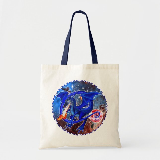 Azurite Cosmic Dragon Tote Bag (Front)