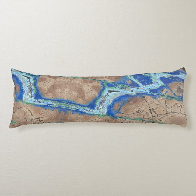 Azurite Stone  Beige and Turquoise  Body Pillow (Front)