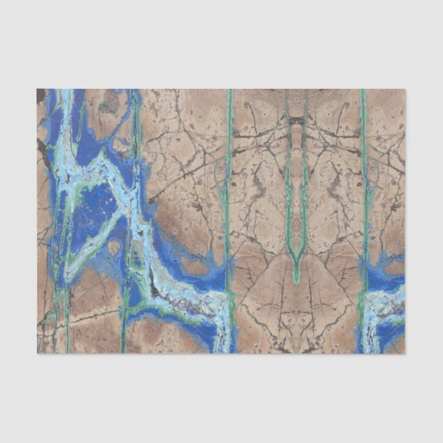 Azurite Stone  Beige and Turquoise Tissue Paper (Front)