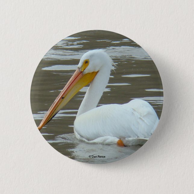 B15 White Pelican 2 Inch Round Button (Front)