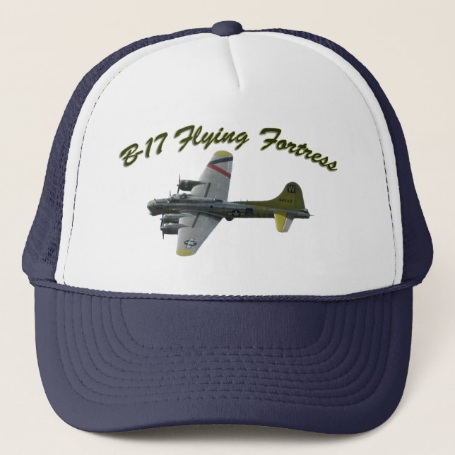 B17 Flying Fortress WWII Bomber Airplane Trucker Hat (Front)