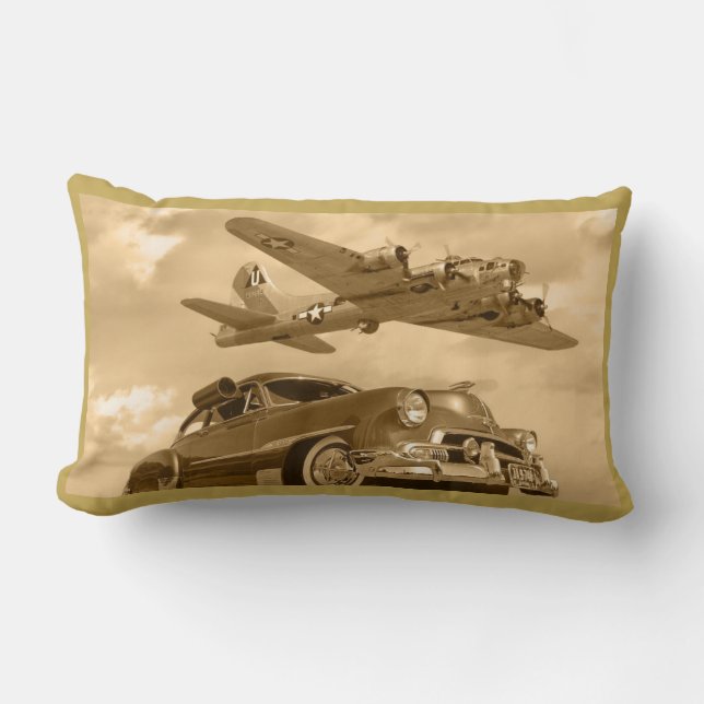 B17 WWII Bomber Over Chevy Lumbar Pillow (Front)