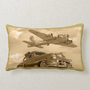 B17 WWII Bomber Over Chevy Lumbar Pillow