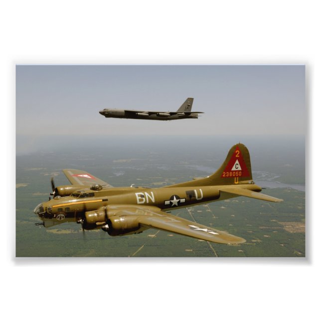 B17G and B52H Bombers in Flight Photo Print (Front)