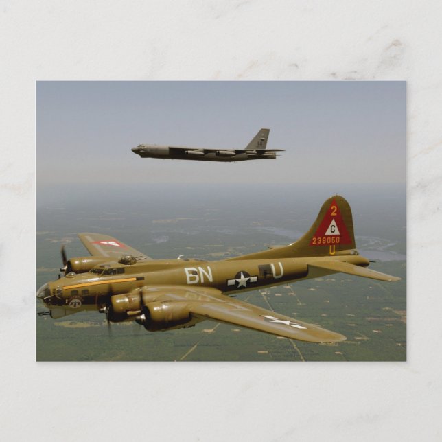 B17G and B52H Bombers in Flight Postcard (Front)