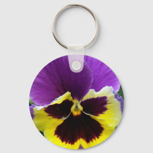 b1 Purple Yellow Purple Pansy Keychain