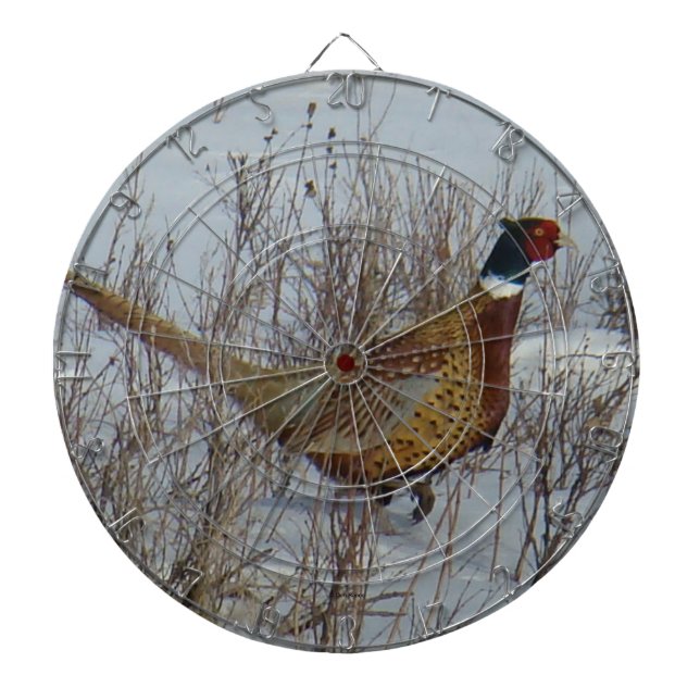 B23 Ring-necked Pheasant in Snow Dartboard (Front)