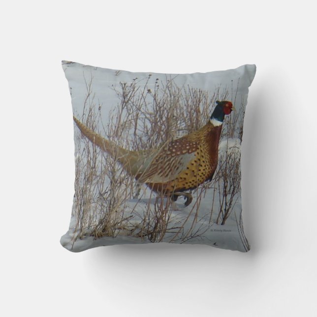 B23 Ring-necked Pheasant Throw Pillow (Front)