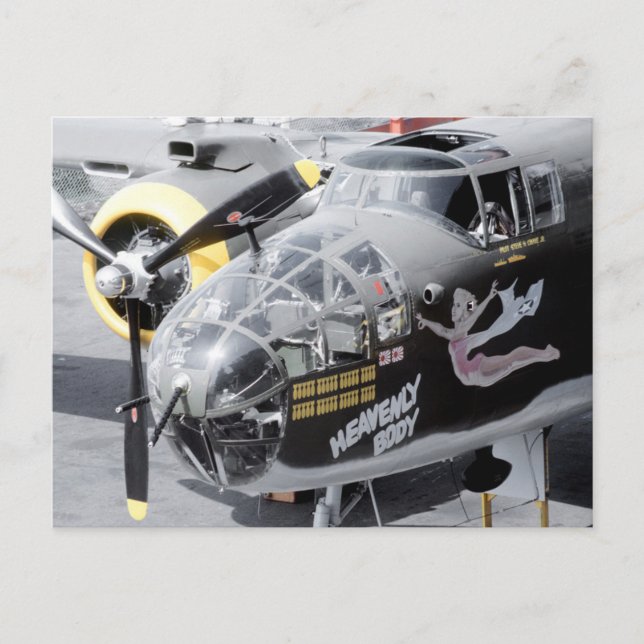 B25 MITCHELL BOMBER " HEAVENLY BODY" NOSE ART POSTCARD (Front)