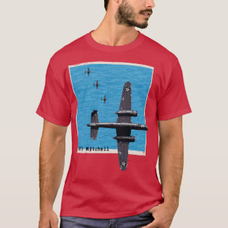 B25 Mitchell WW2 bomber airplane over the ocean T-Shirt