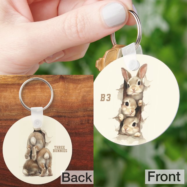 B3 Three Bunnies 3D Illusion  Keychain (Creator Uploaded)