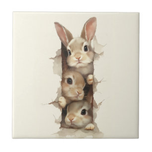 B3 Three Bunnies 3D Illusion  Tile