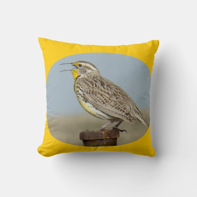 B42 Western Meadowlark Throw Pillow (Front)