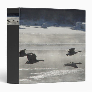 B47 Canadian Geese Over Frozen River Binder