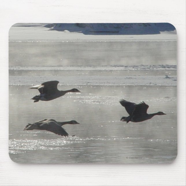 B47 Canadian Geese Over Frozen River Mouse Pad (Front)