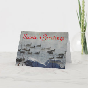 B49 Canadian Geese on Frozen River Holiday Card