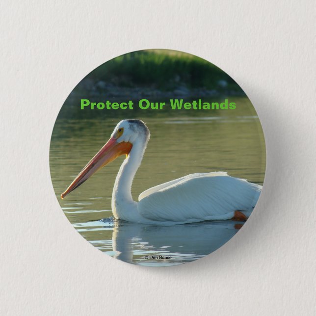 B4 White Pelican 2 Inch Round Button (Front)