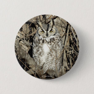 B51 Great Horned Owl 2 Inch Round Button
