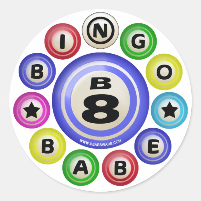 B8 Bingo Babe Classic Round Sticker (Front)