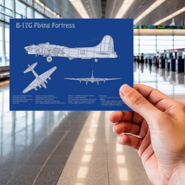 B-17 Flying Fortress - Airplane Blueprint Plan ABD Postcard (Creator Uploaded)