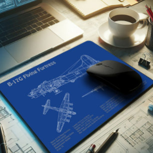 B-17 Flying Fortress - Airplane Blueprint Plans AD Mouse Pad